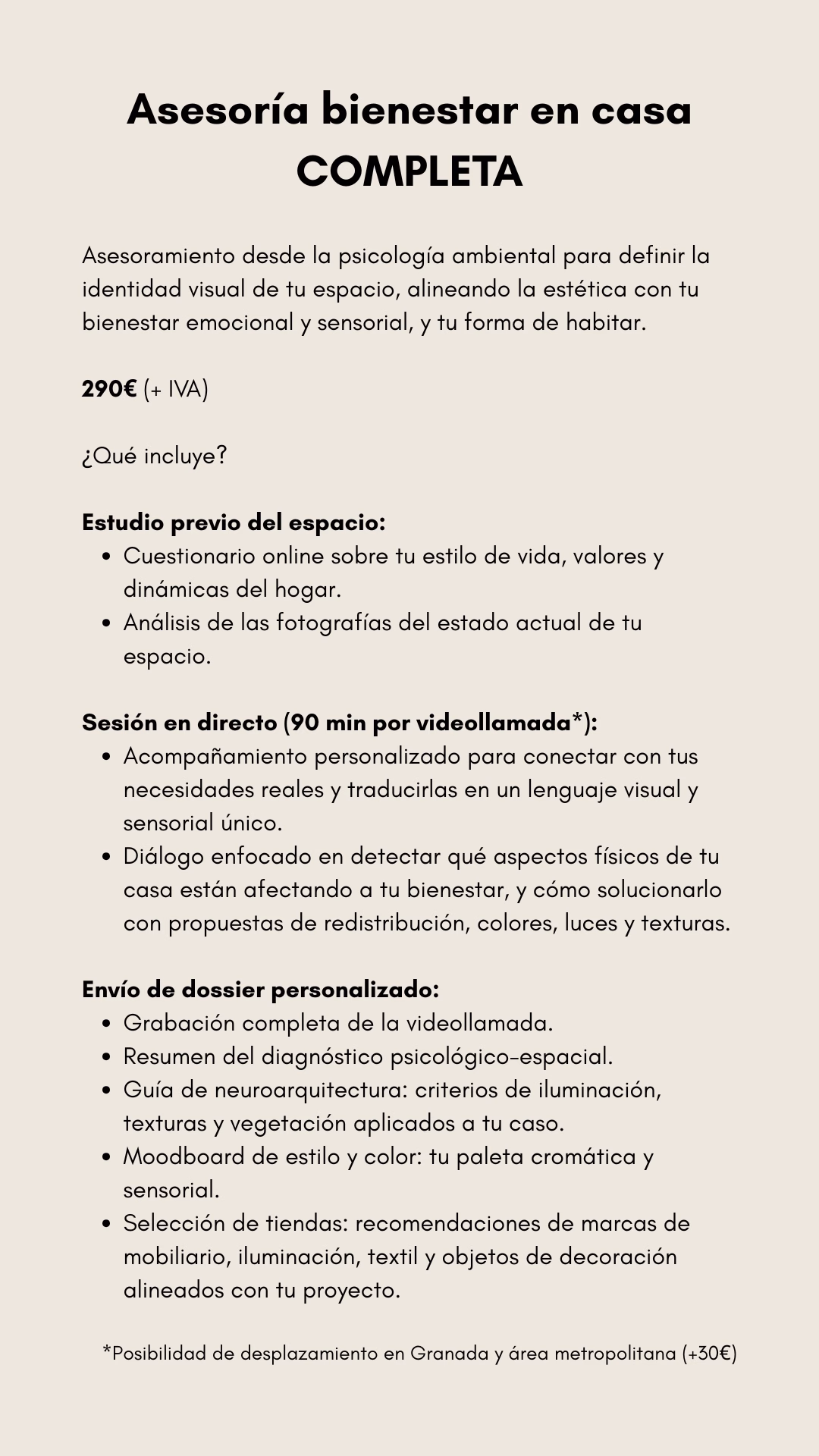 Asesoría de bienestar en casa completa de La Hogarista presencial en Granada y online