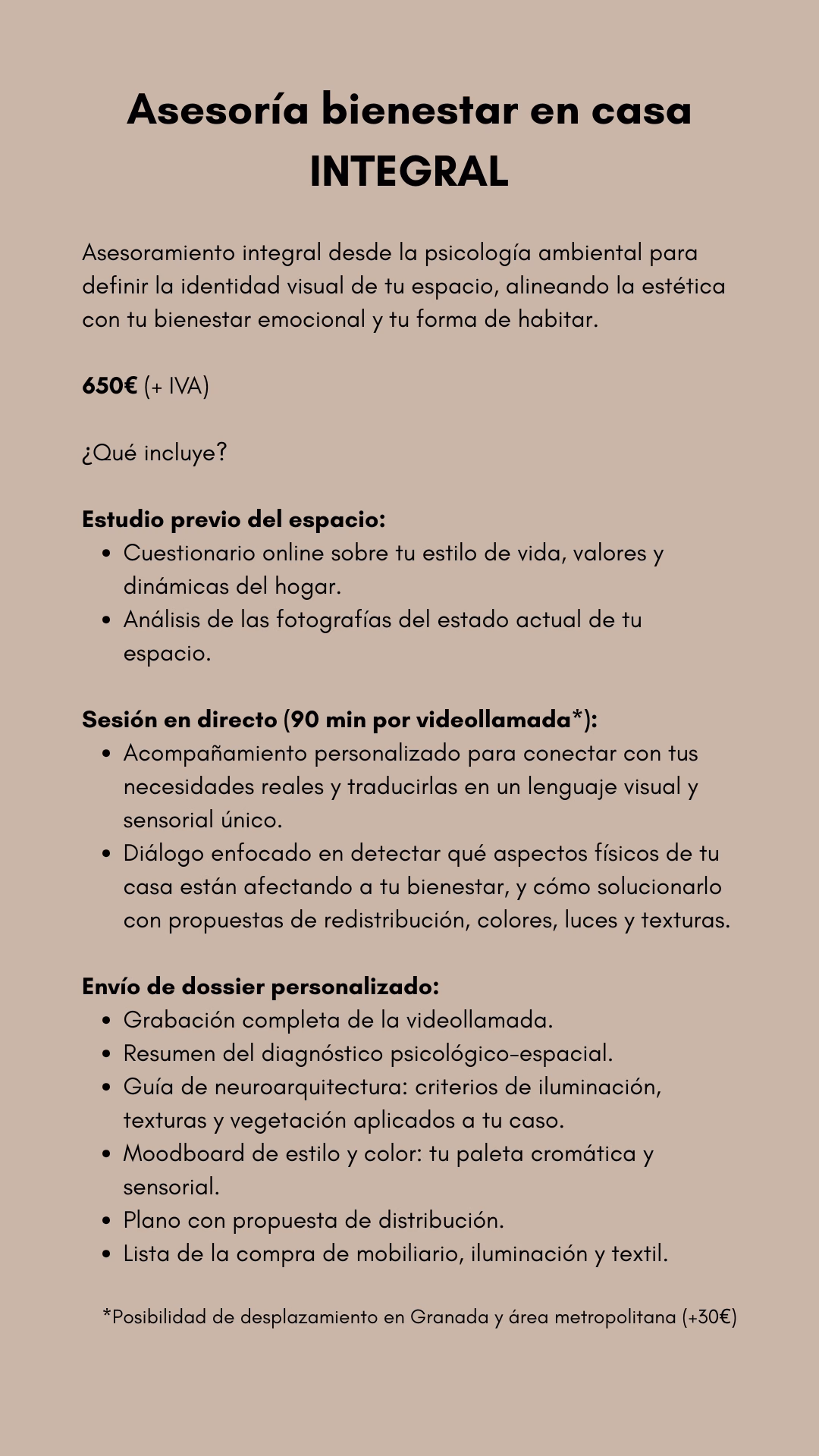 Servicio de Asesoría de bienestar en casa integral de La Hogarista, presencial en Granada y online